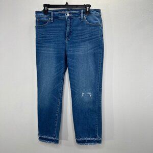 Chicos So Slimming Girlfriend Slim Leg Crop Jeans 1.5 US 10 Stretch  Raw Hem